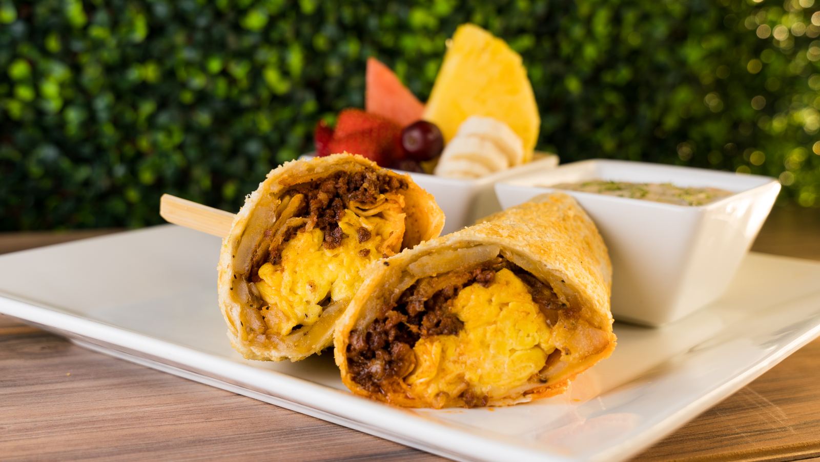 Breakfast burrito with sausage gravy
