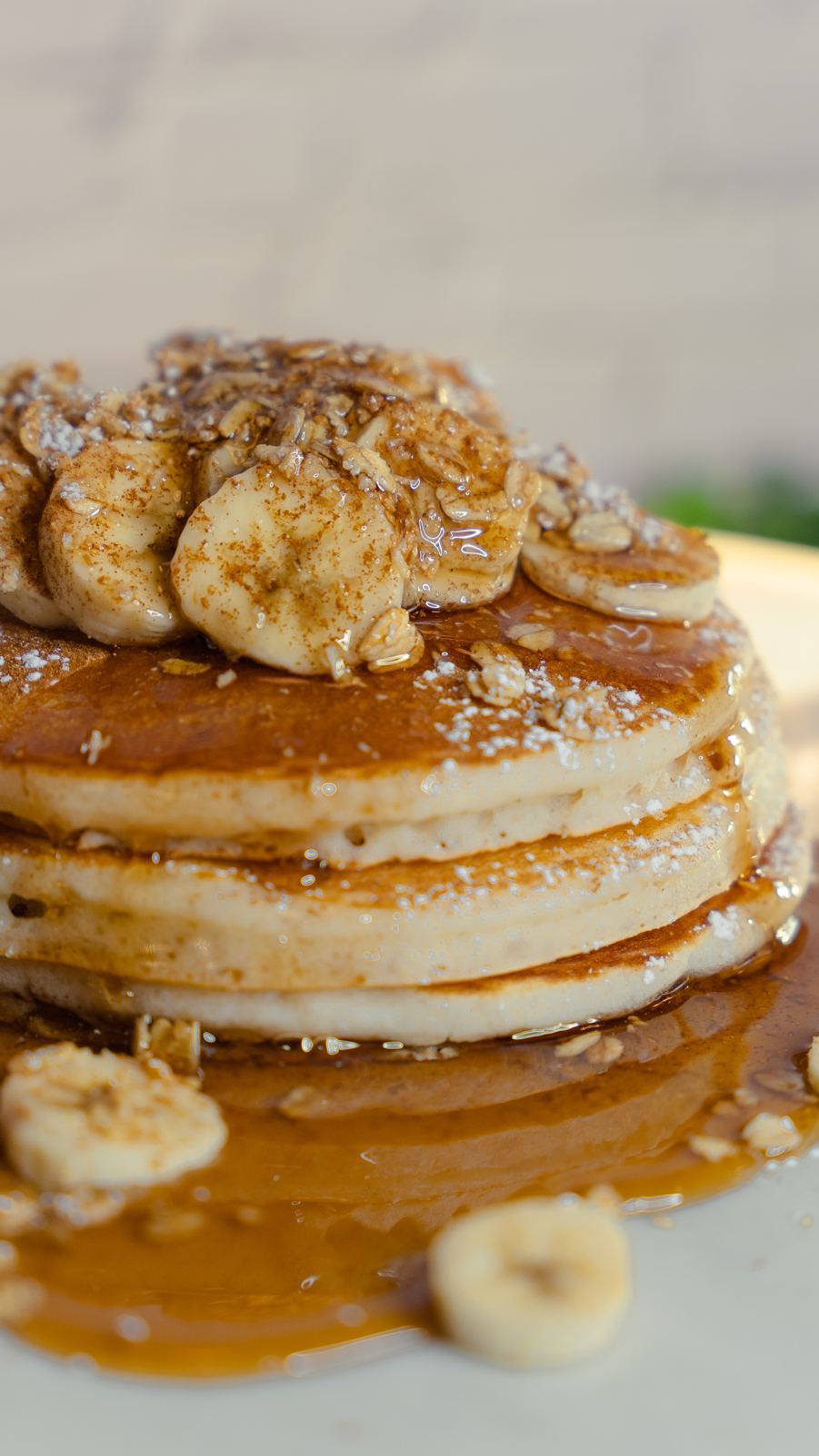 Granola pancake stack